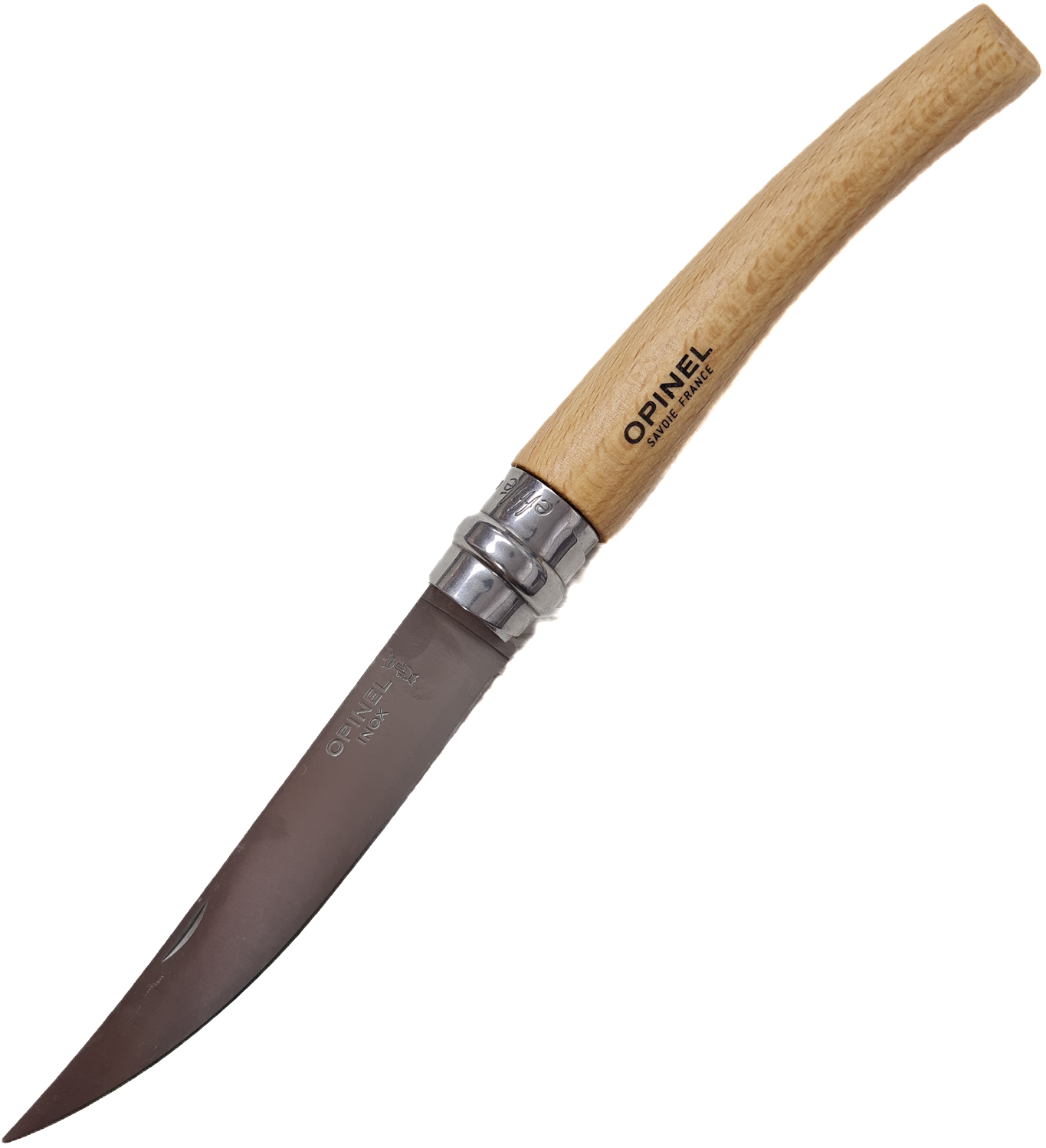 Нож Opinel №10 Effile, филейный, нерж., бук