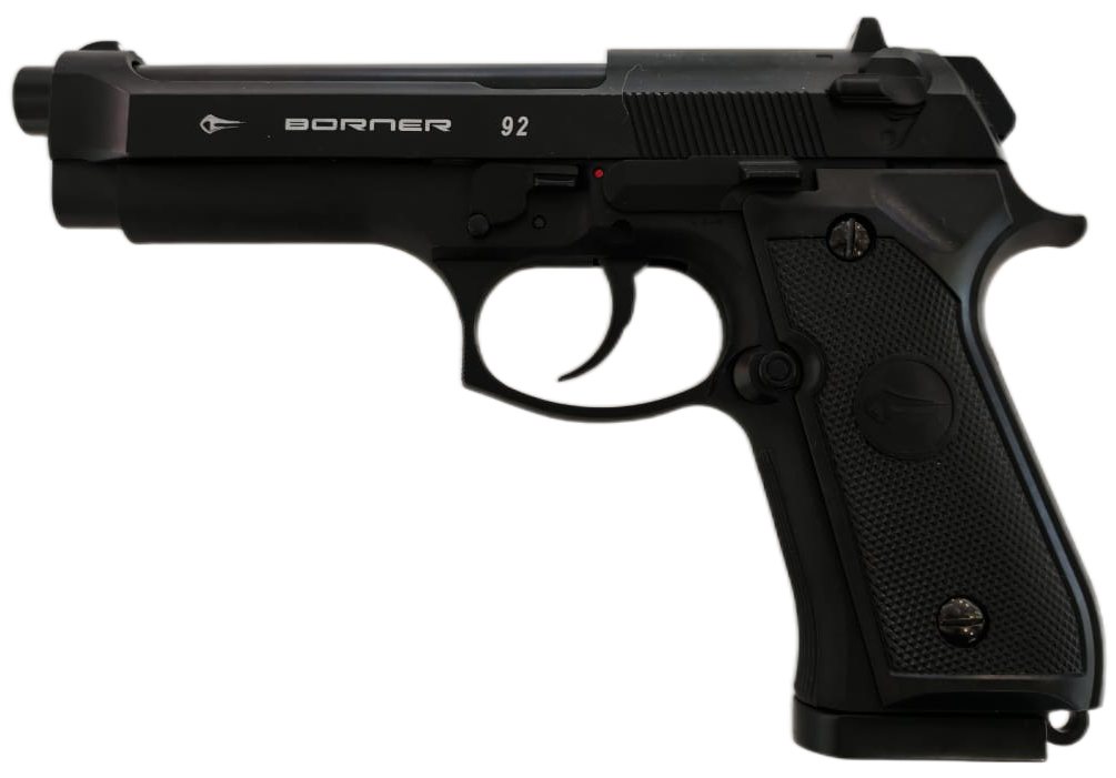 Пистолет пневматический BORNER 92 Blowback (Beretta), кал.4,5мм (под пули и шарики)  