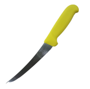 Нож кухонный Victorinox Fibrox (5.6608.15) стальной обвалочный лезв.150мм прямая заточка желтый