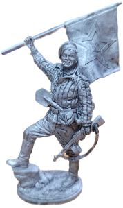 Солдат олово пеший WW2-81 Краснофлотец морской пехоты с флагом (гюйсом), 1943-45гг.